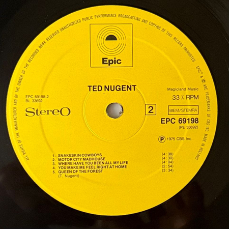 TED NUGENT Ted Nugent LP (1ST PRESS EUROPE)