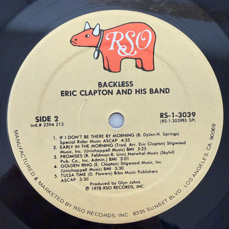 ERIC CLAPTON Backless LP 